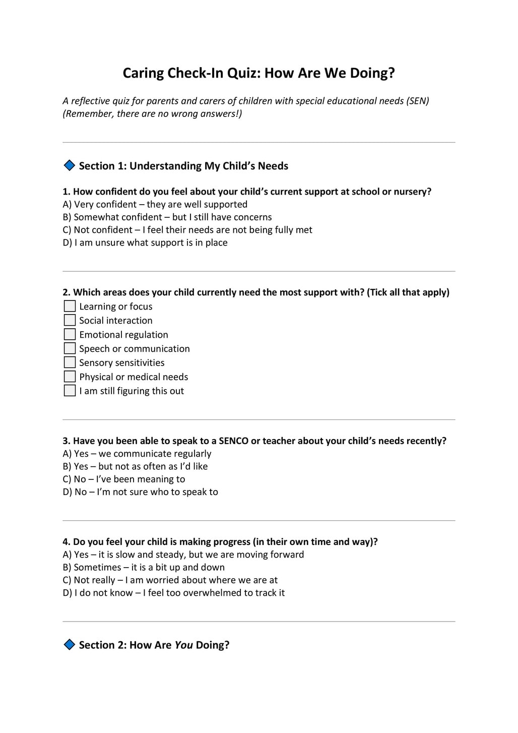 Check-In Quiz For Parents Page 1