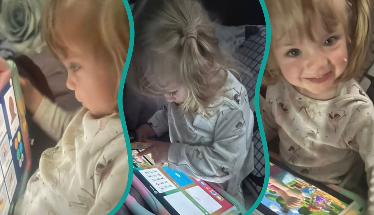 How we helped Dottie Communicate, Dottie using her Ipad