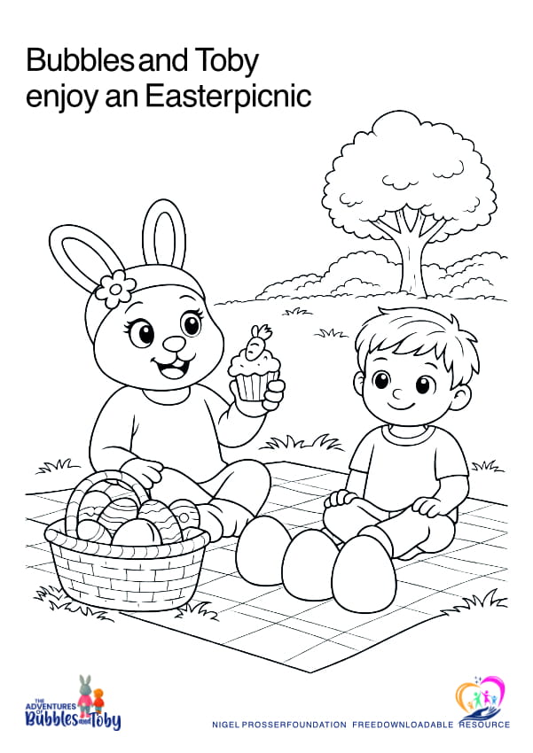 Bubbles and toby enjoy an easter picnic