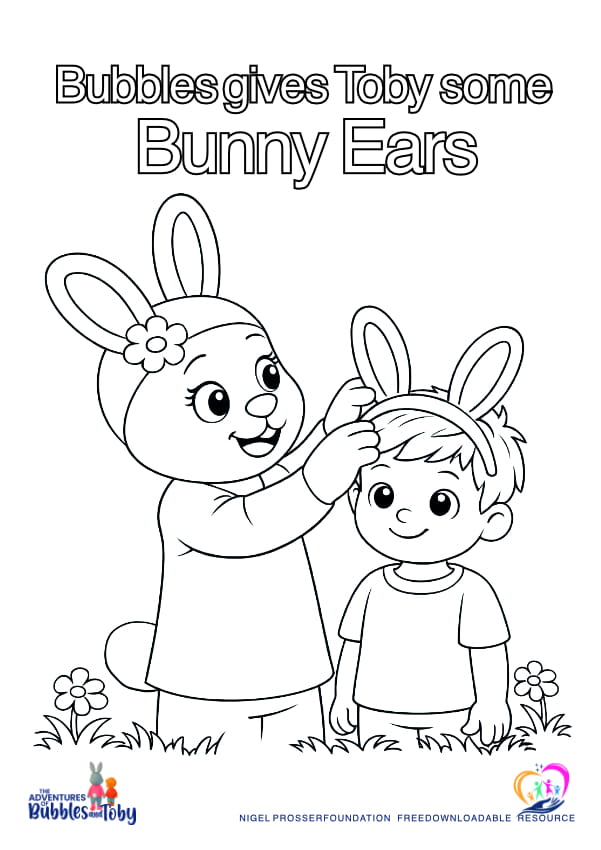 Bubbles gives toby some bunny ears